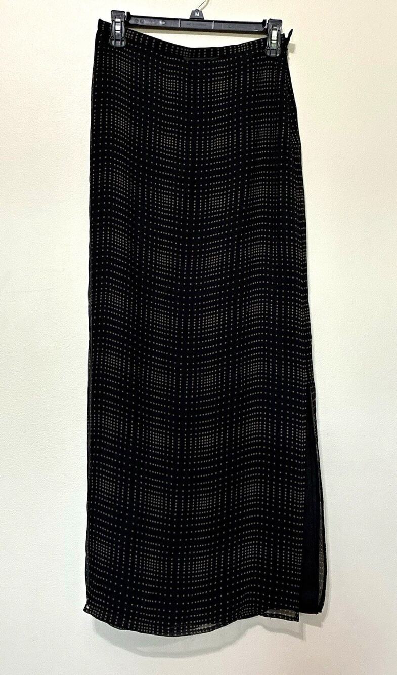 Banana Republic Women’s Black/Beige Geometric Silk Pencil Long Skirt Lined, 4